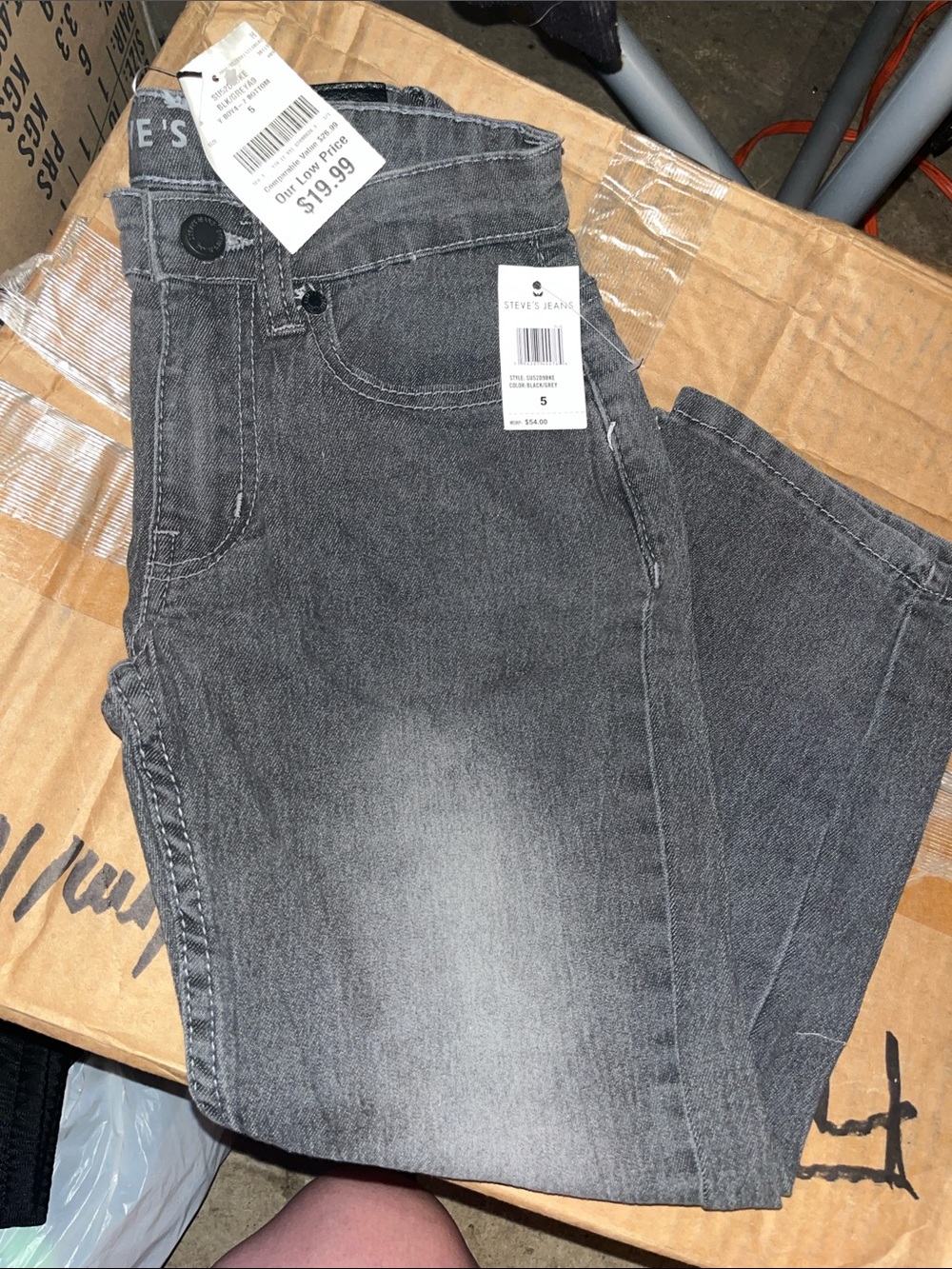 Boys Gray Washed Jeans